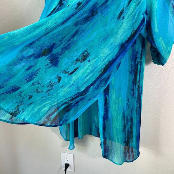 NEW Catherines Womens Plus 5X Button Up Tunic Top Mid Length Roll Tab Sleeve - Picture 6 of 11